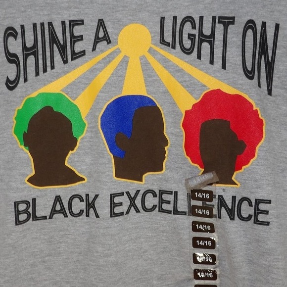 Proud by Design Shine a Light On Black Excellence Youth Graphic Tee Size 14/16 - Picture 2 of 6